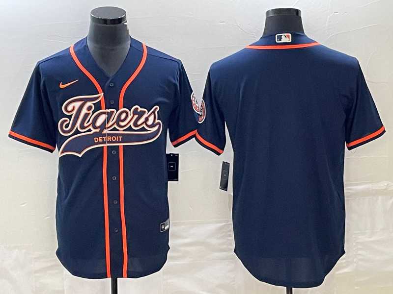 Men%27s Detroit Tigers Blank Navy Cool Base Stitched Baseball Jersey->detroit tigers->MLB Jersey